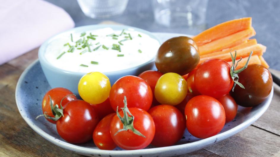 Sauce au fromage blanc ciboulette et légumes croquants