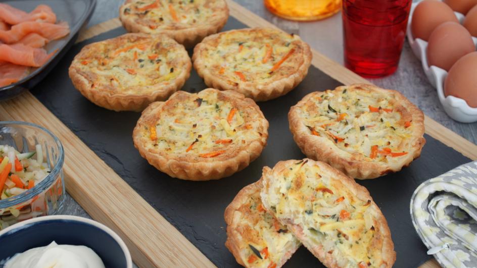 Lachs-Quiche mit Gemüse