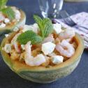 Granité de melon crevettes et feta